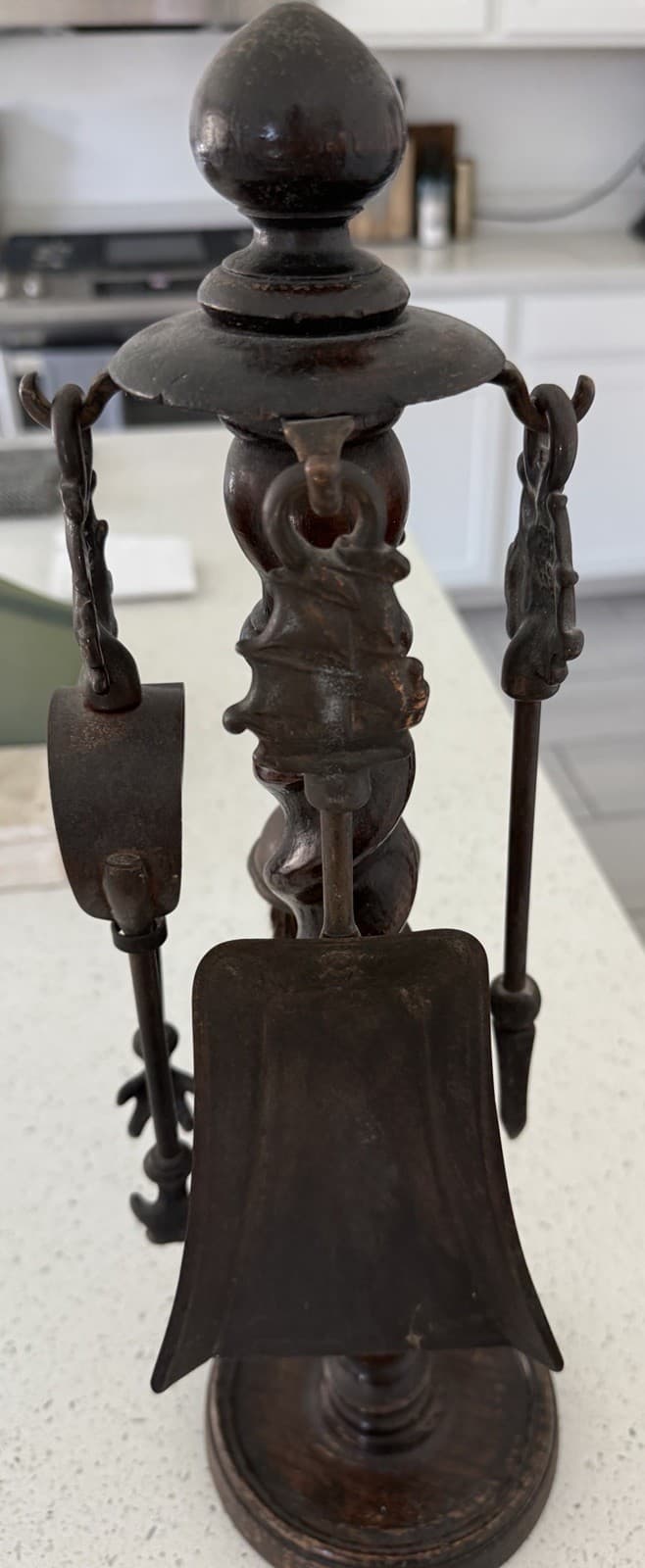 Vintage Wood and Metal Fireplace Tool Set
