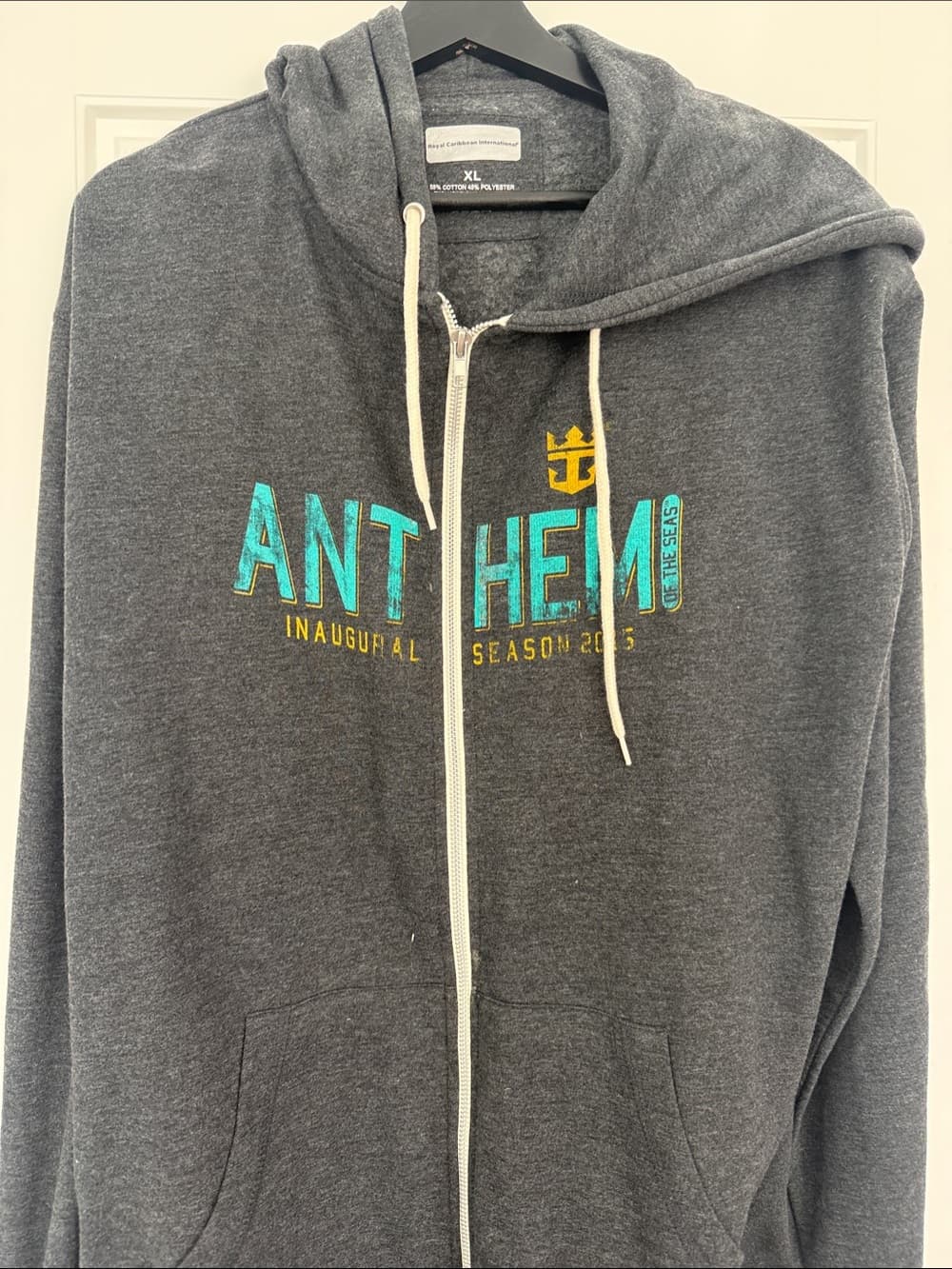 Royal Caribbean Anthem of the Seas Dark Gray Zip-Up Hoodie with Logo XL