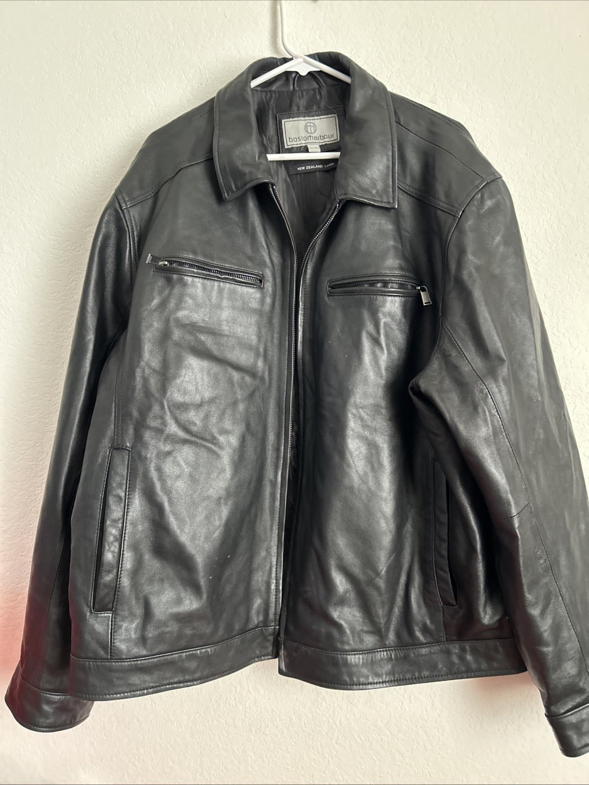 Boston Harbor Men’s Black New Zealand Lamb Leater Jacket 3 XL NWOT