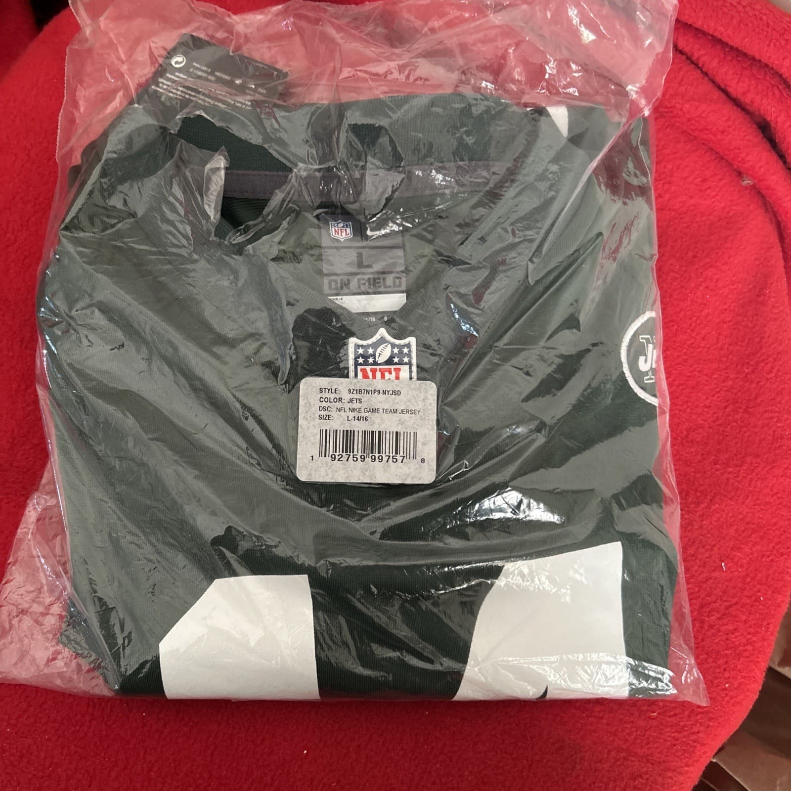 NWT Nike youth football jersey, L NY Jets, #14, youth size, Darnold, green