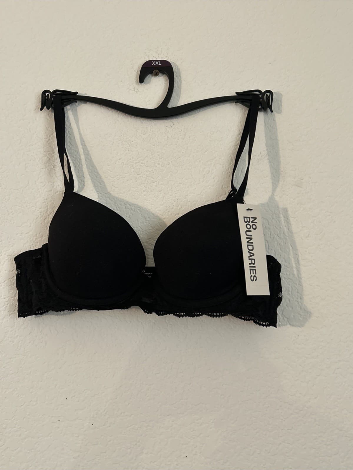 No Boundaries Women's 34B Demi T-Shirt Bra BLACK Underwire Lace Band #10726