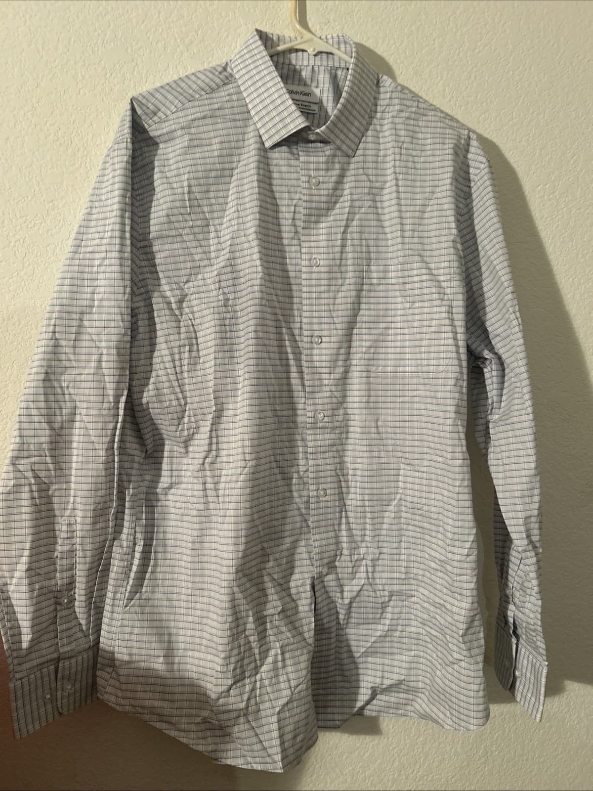 Calvin Klein Tech Active Stretch Men’s Button Down NWOT Large 16-16 1/2 34/35