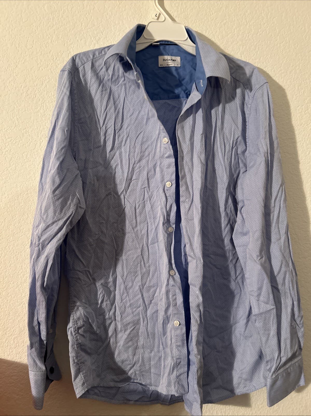 Duchamp London Men’s Long Sleeve Button Down Shirt Blue/White 16.5 42