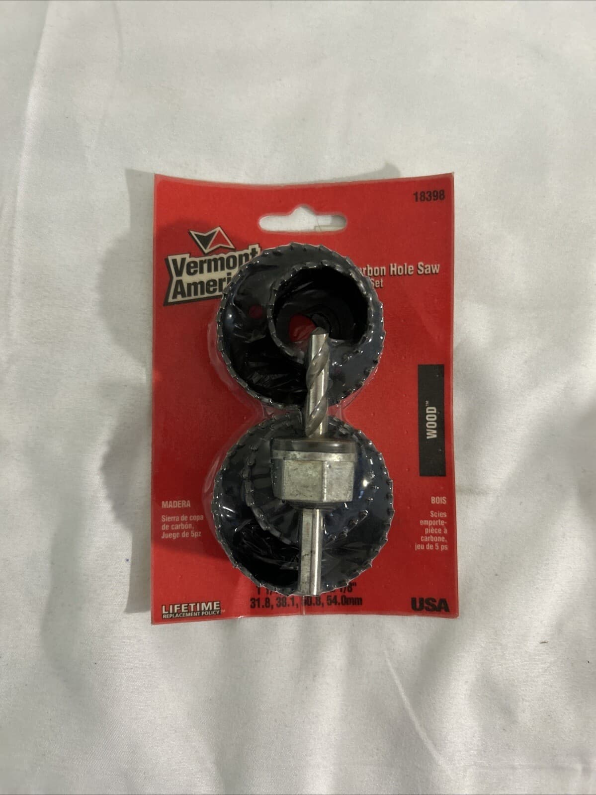 Vermont American 18398 5 Piece Carbon Hole Saw Set 1-1/4” To 2-1/8”