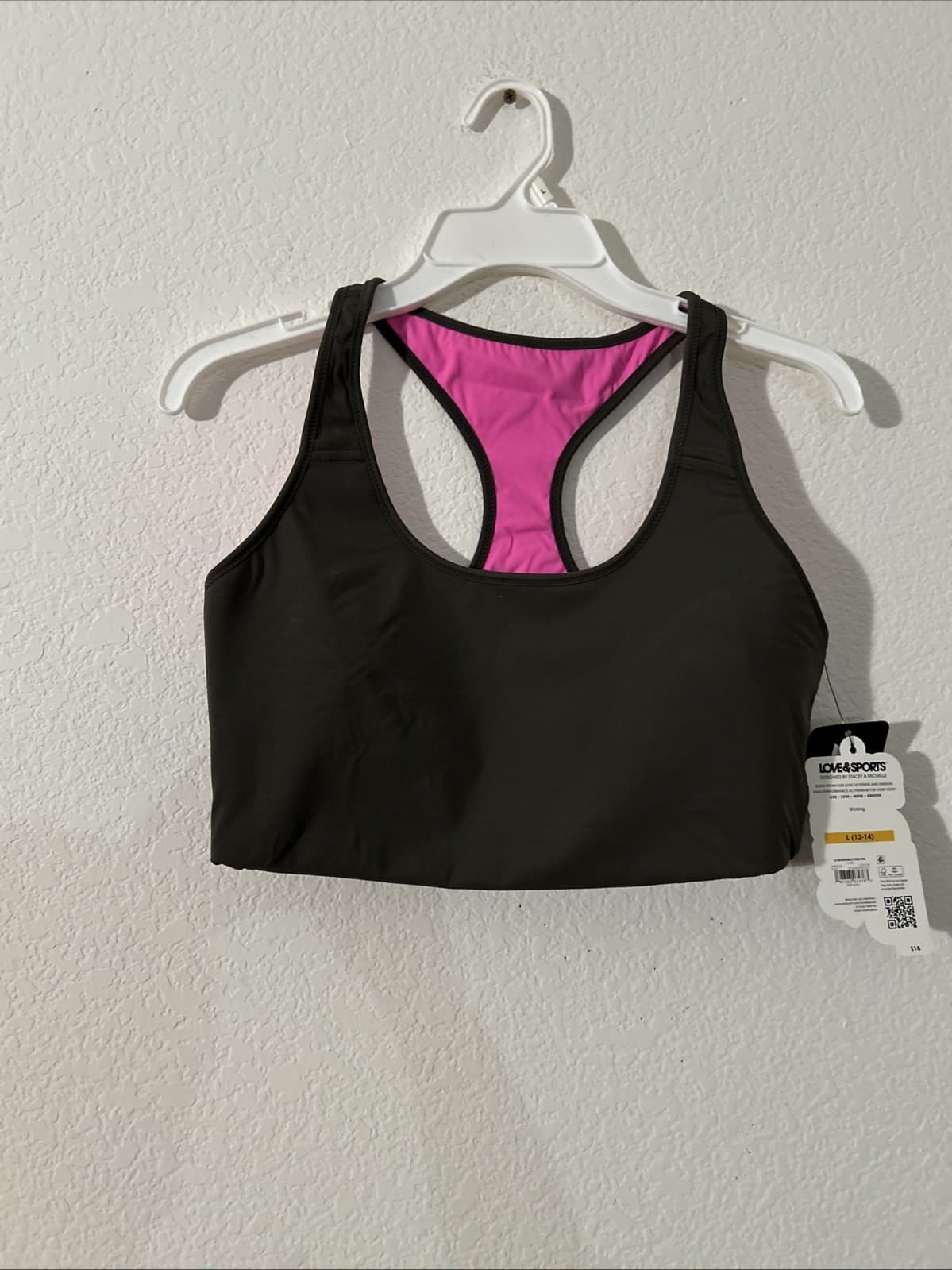 Womens Camo Green and Pink Love & Sports Reversible Core Bra Large (12-14) NWT