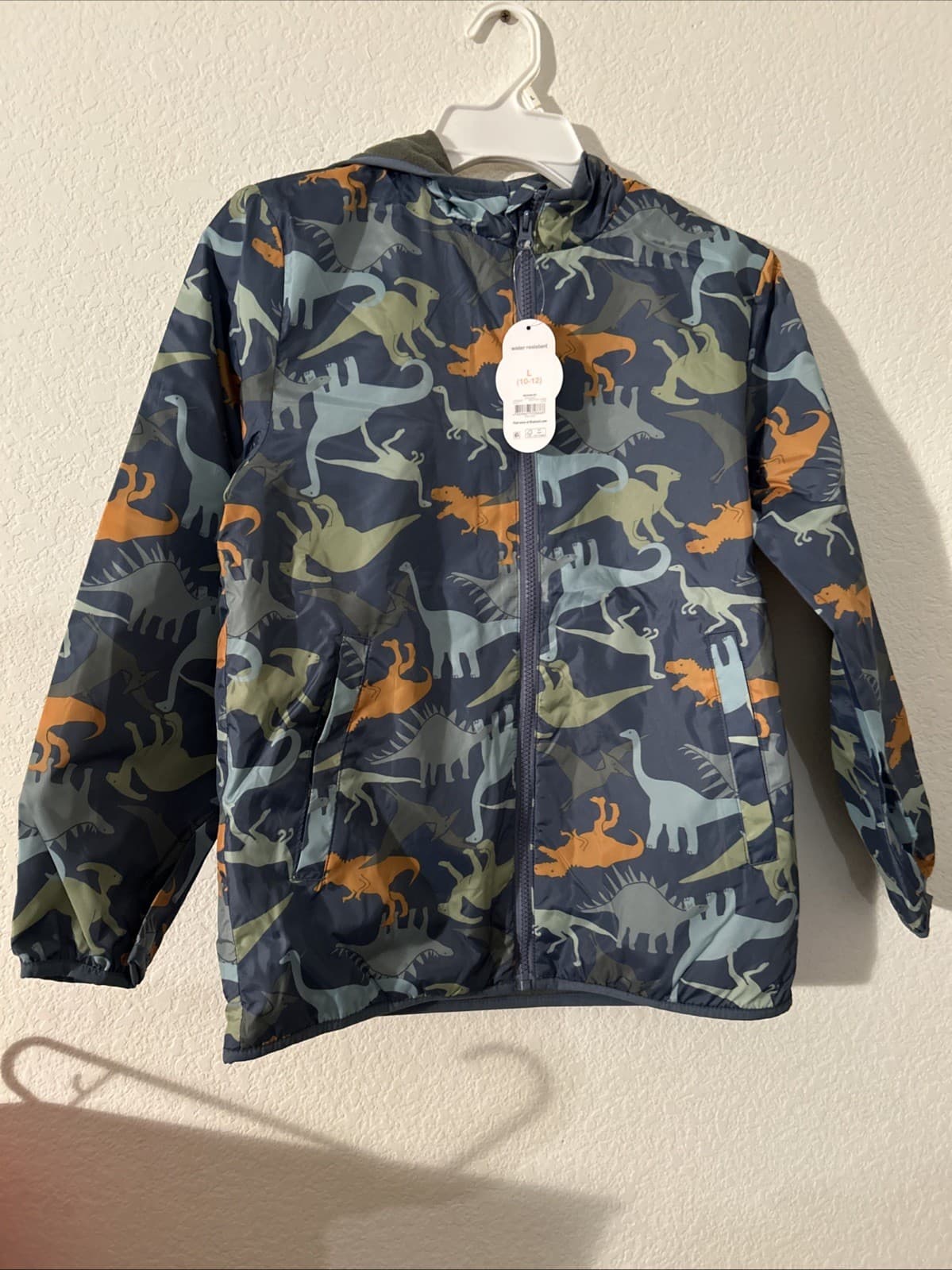 Boys Rain Jacket Dinosaur Large (10-12) NWT Wonder Nation Water Resistant