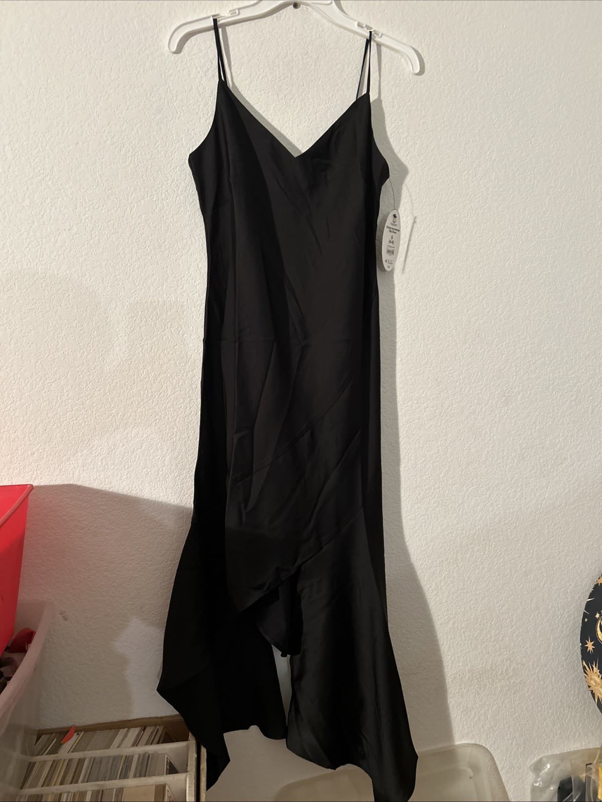 Women’s Scoop Asymetrical Slip Dress NWT XSmall Black