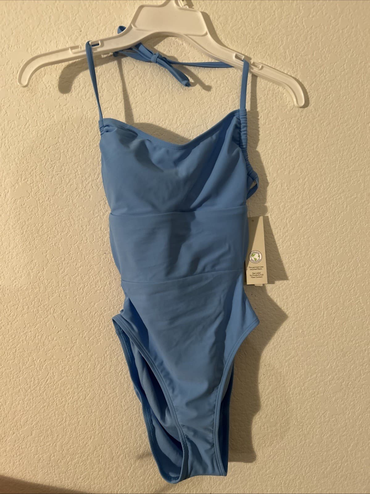 Women’s Open Back Halter Swimsuit NWT Medium Blue One Piece No Boundaries