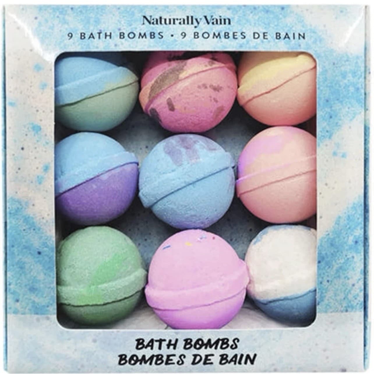 Naturally Vain Luxury Bath Bomb Set 9Pack Assorted Scents Non Staining