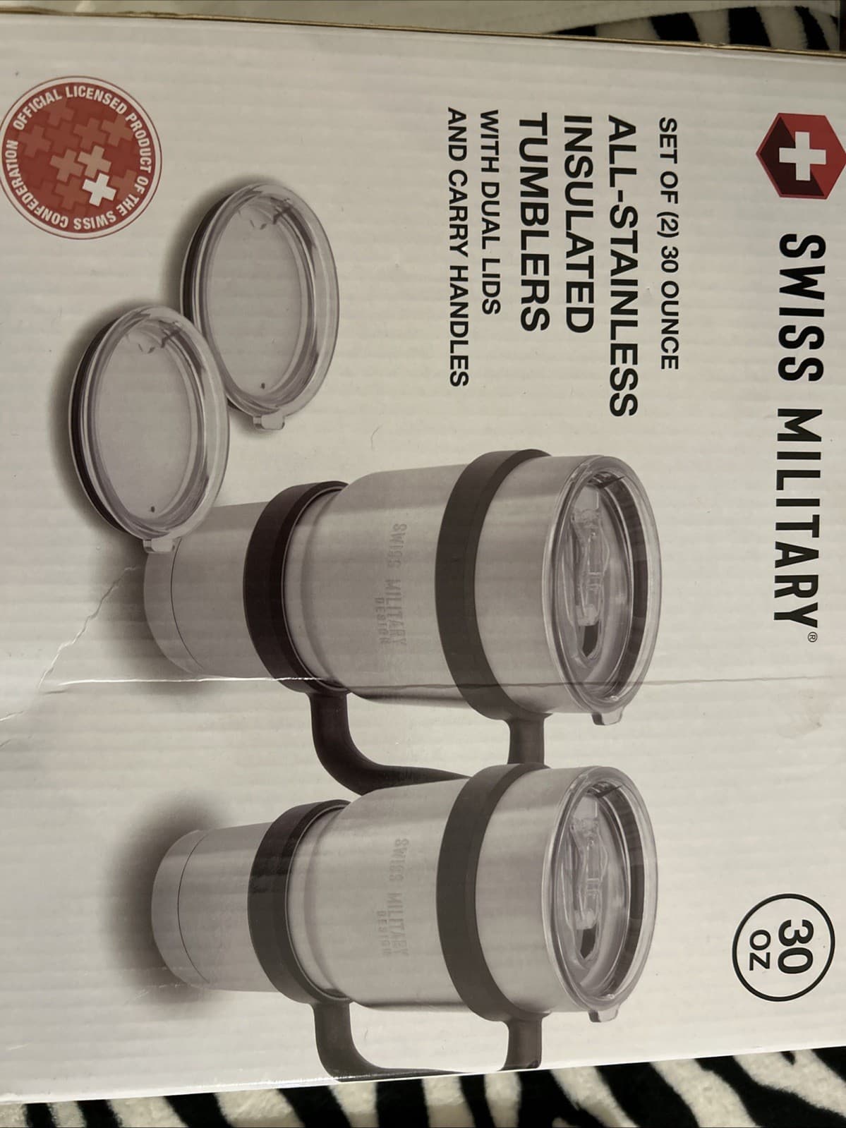 Swiss Military 30oz Set Of 2 All Stainless Insulated Tumblers With Dual Lids