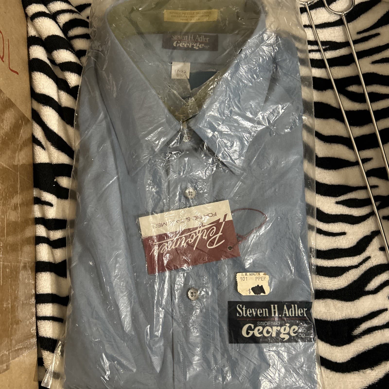 Steven H Adler Men’s Blue Button Down NWT 17-35 Big And Tall