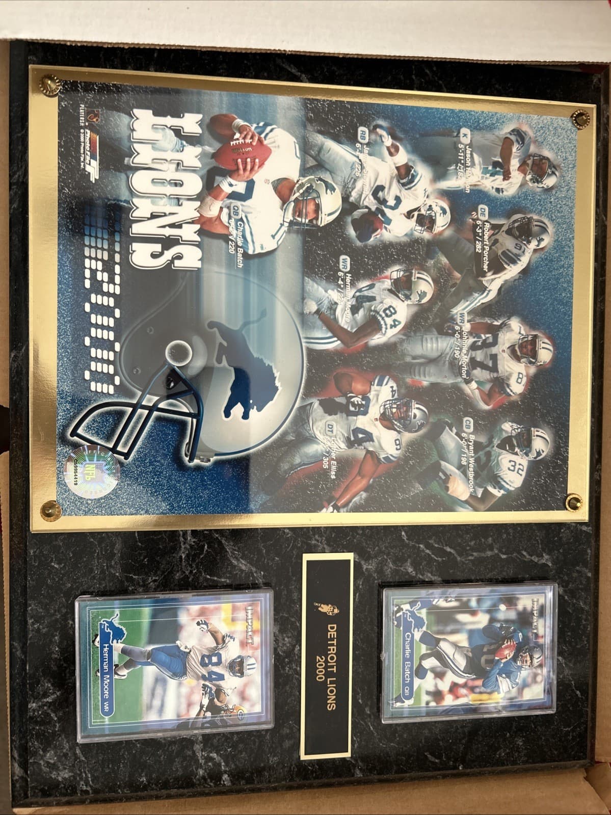nfl detroit lions plaque Charlie Batch QB And Herman Moore WR