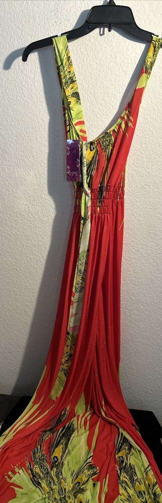 Women’s Red Multi Color Summer Dress Long 3xl Nwt