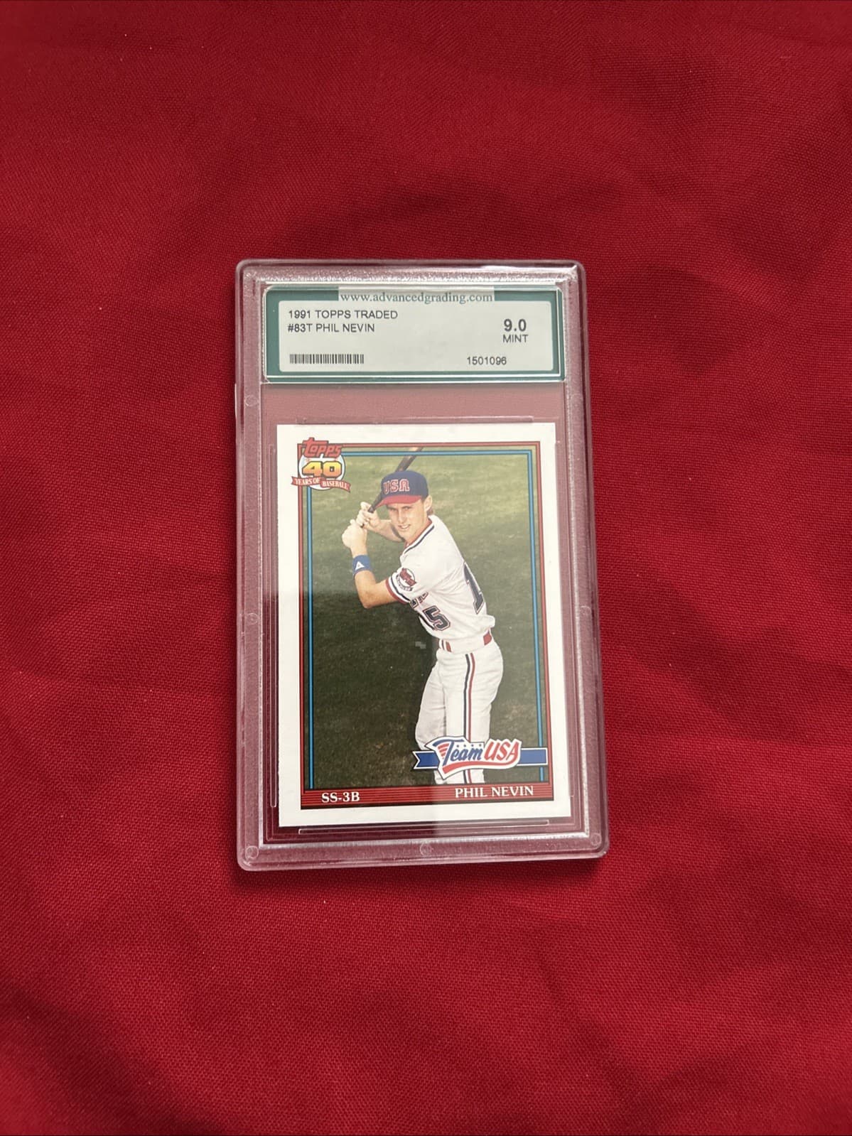 1991 Topps 83t Phil Nevin Team USA Baseball Card AGS 10 Gem Mint
