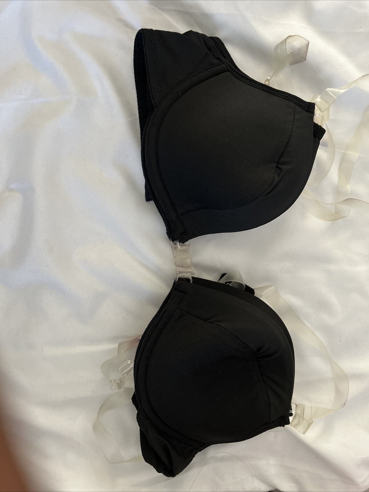 Fashion Forms Women's Black Solid Adjustable Clear Straps Bra Size 38B Lot Of 3