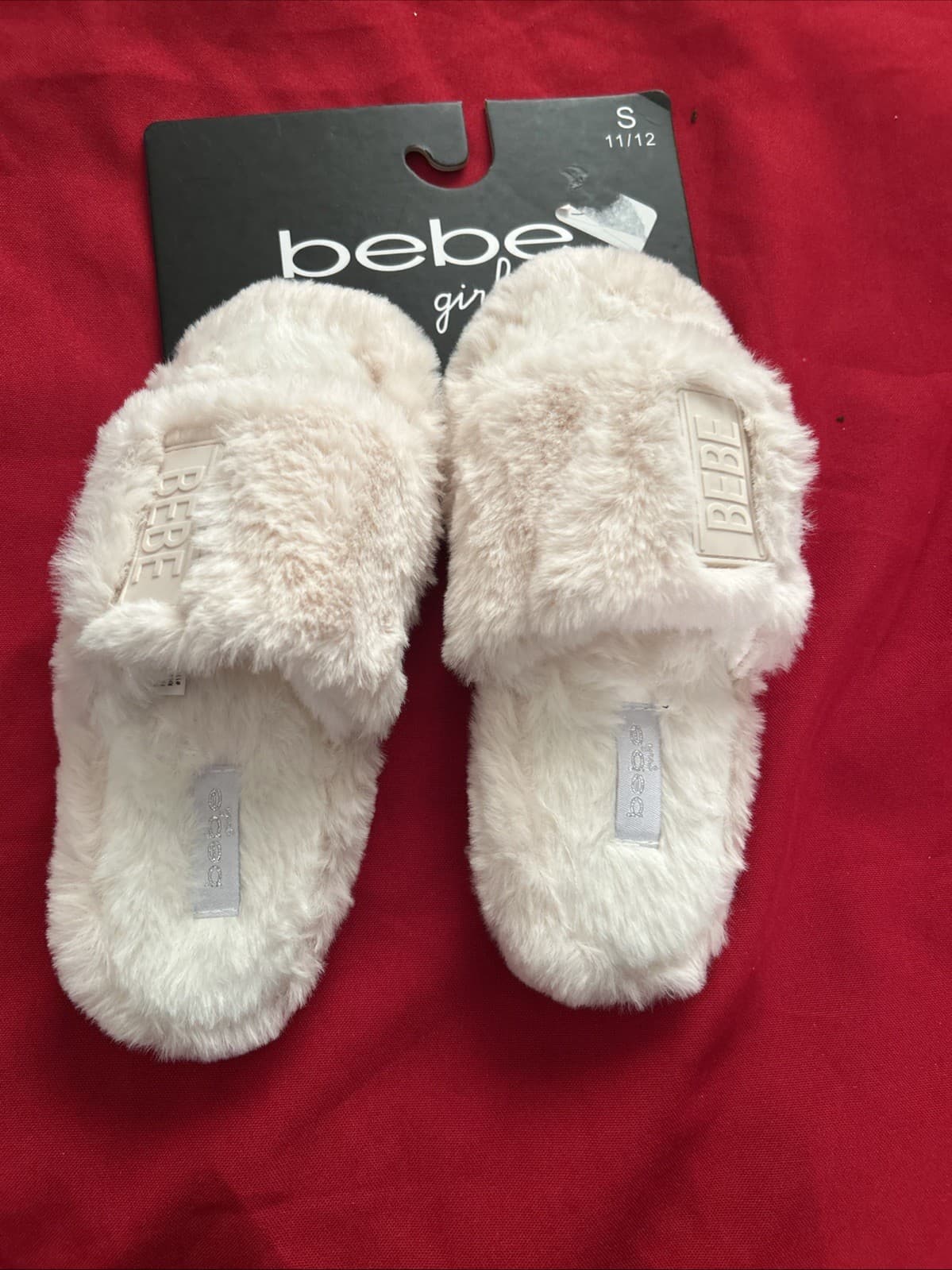 Girls Bebe Slippers Small 11/12 NWT Ivory