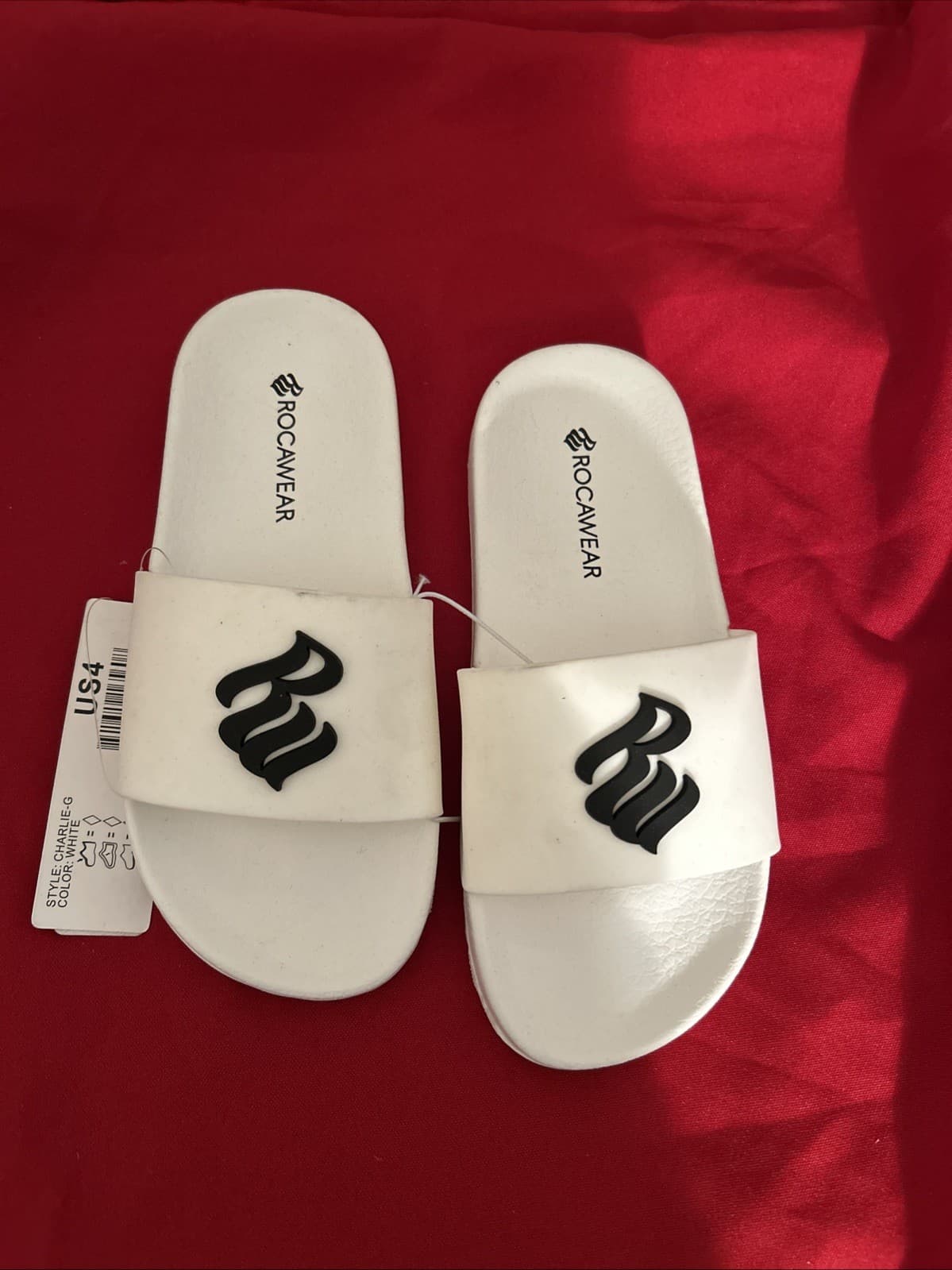 Kids Slides White And Black Rocawear NWT Size 4 Slides Boys