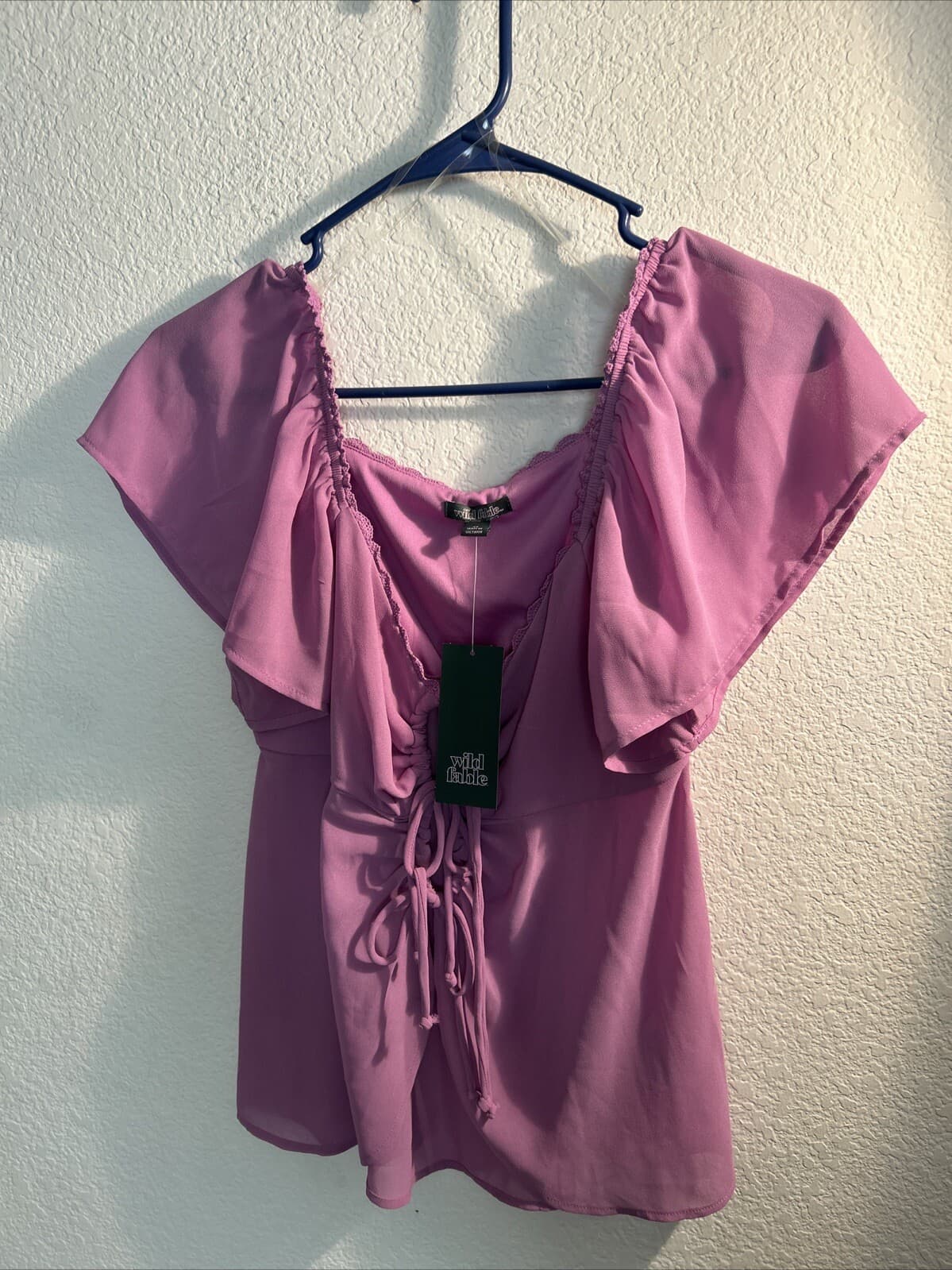 New Wild Fable Women's Vibrant Purple Flutter Short Sleeve Top - Size XS
