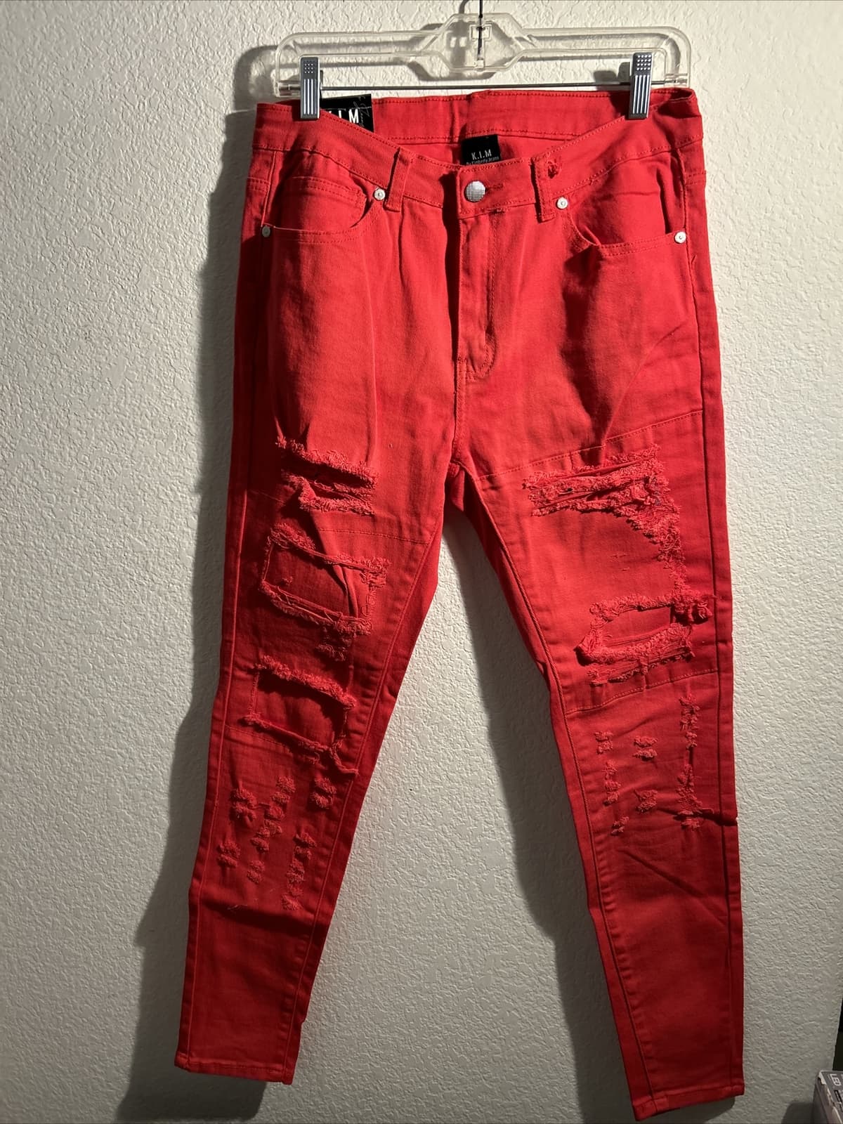 Women’s Red Stretch Jeans NWT K.I.M By Kimberly Jeans Size 3/4