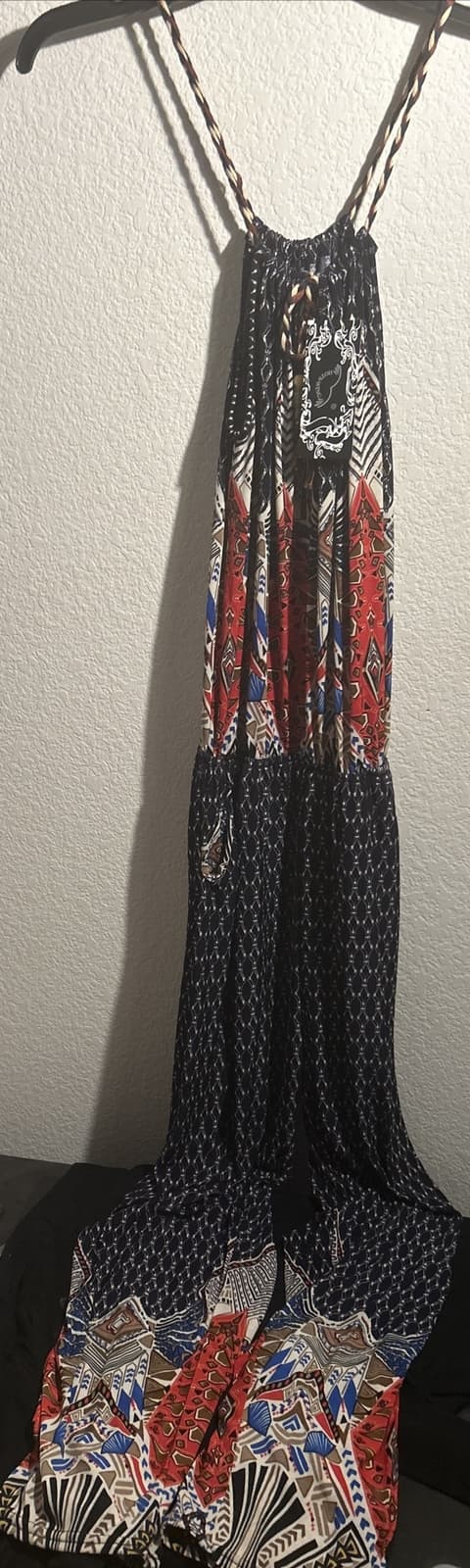 Women’s Hots Wings One Piece Pants Blue Multi Color With Pockets Medium Nwt