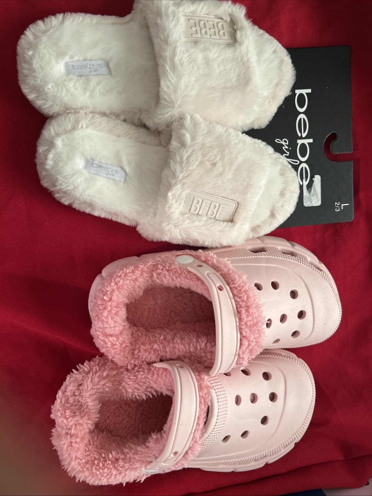 Lot Of 2 Shoes Kids Size Girls 2/3 Large NWT Slippers Bebe And Foamwalk Shoe