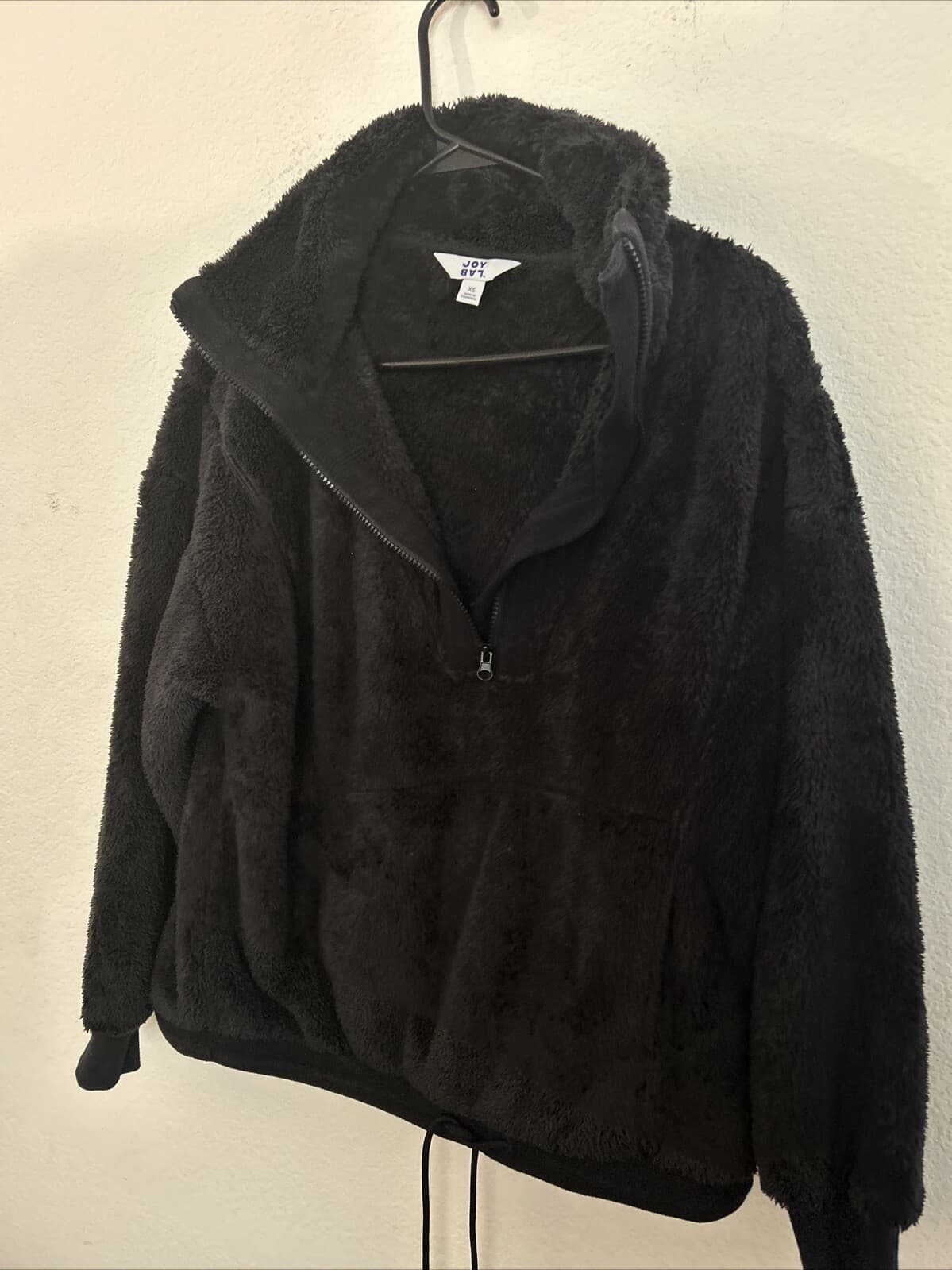 Joy Lab Sweater Half Zip Black fleece Womens XS Pocket Winter Polyester Pullover