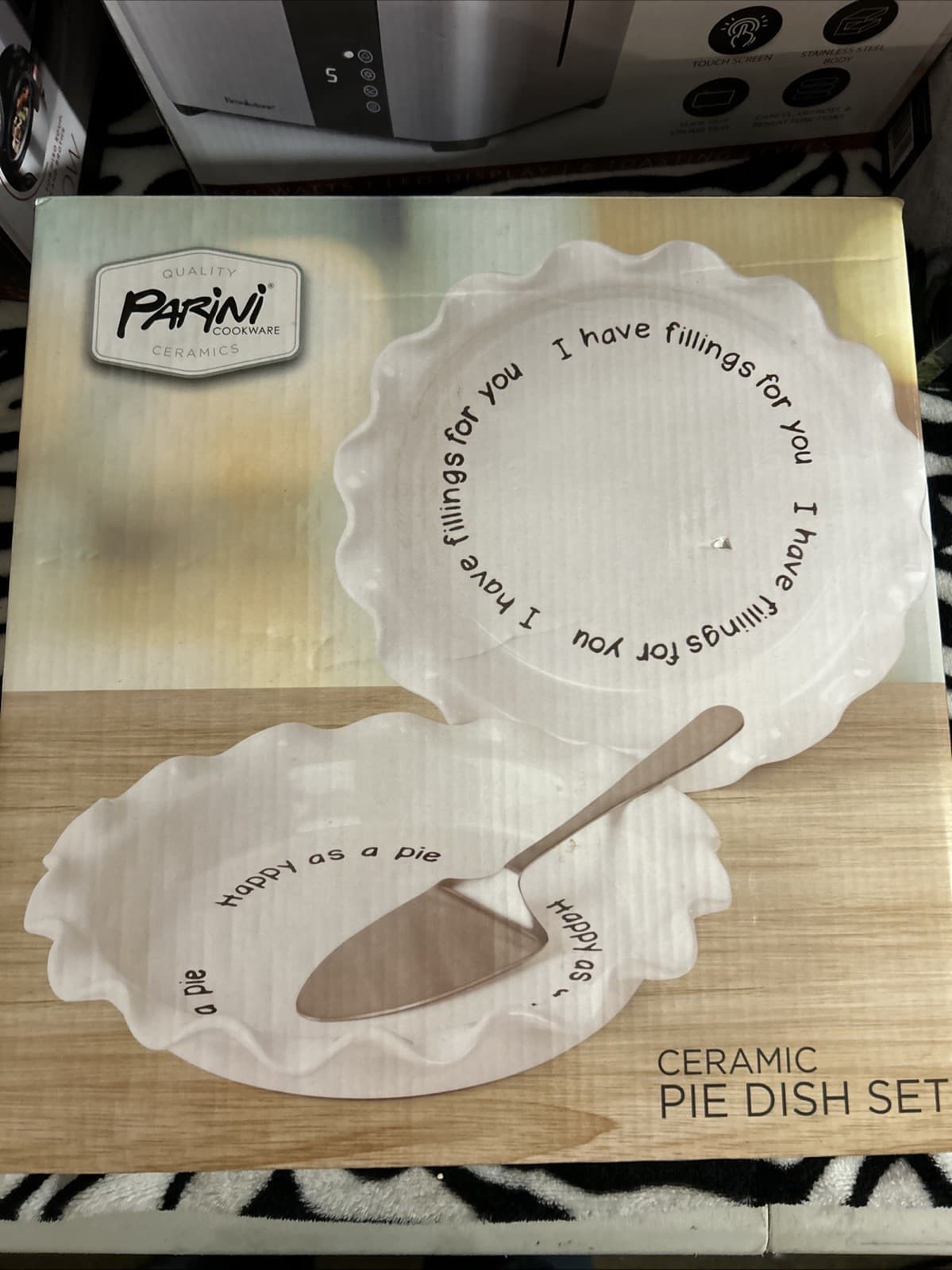 Parini Ceramic Pie Dish Pans Set of 2 Plus Server Baking