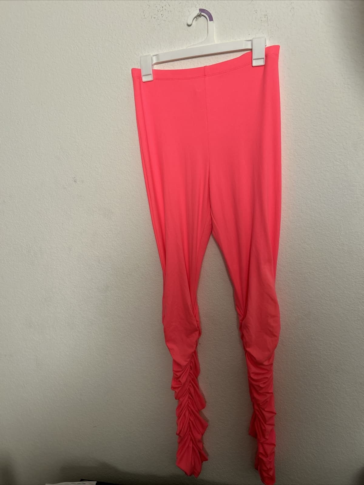 Women’s Stretch Leggings NWOT Large Pink And Fluorescent Green Lot Of 2