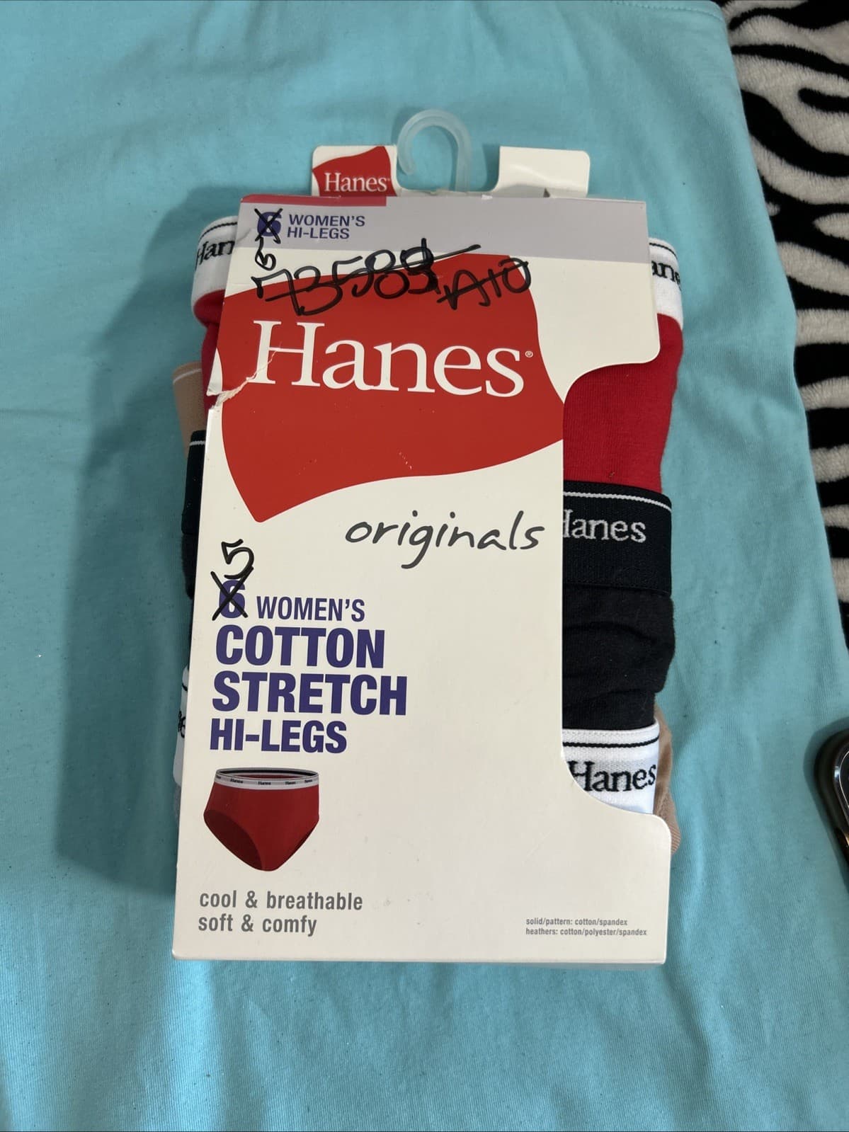 Women’s Hanes Hunkers Cotton Stretch 5 Pack New 6M