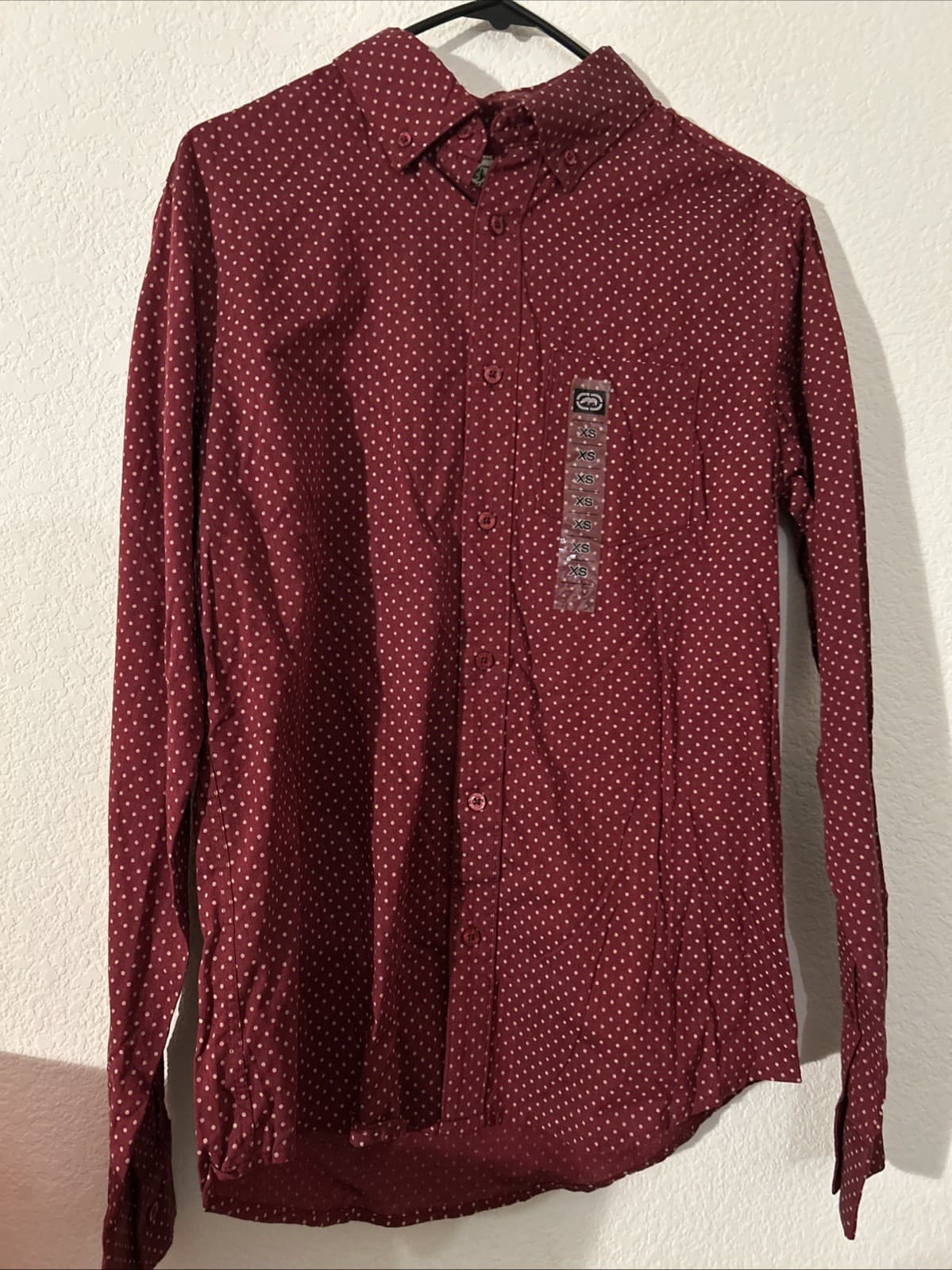 Men’s Ecko XSmall Button Down Red Polka Dot NWT