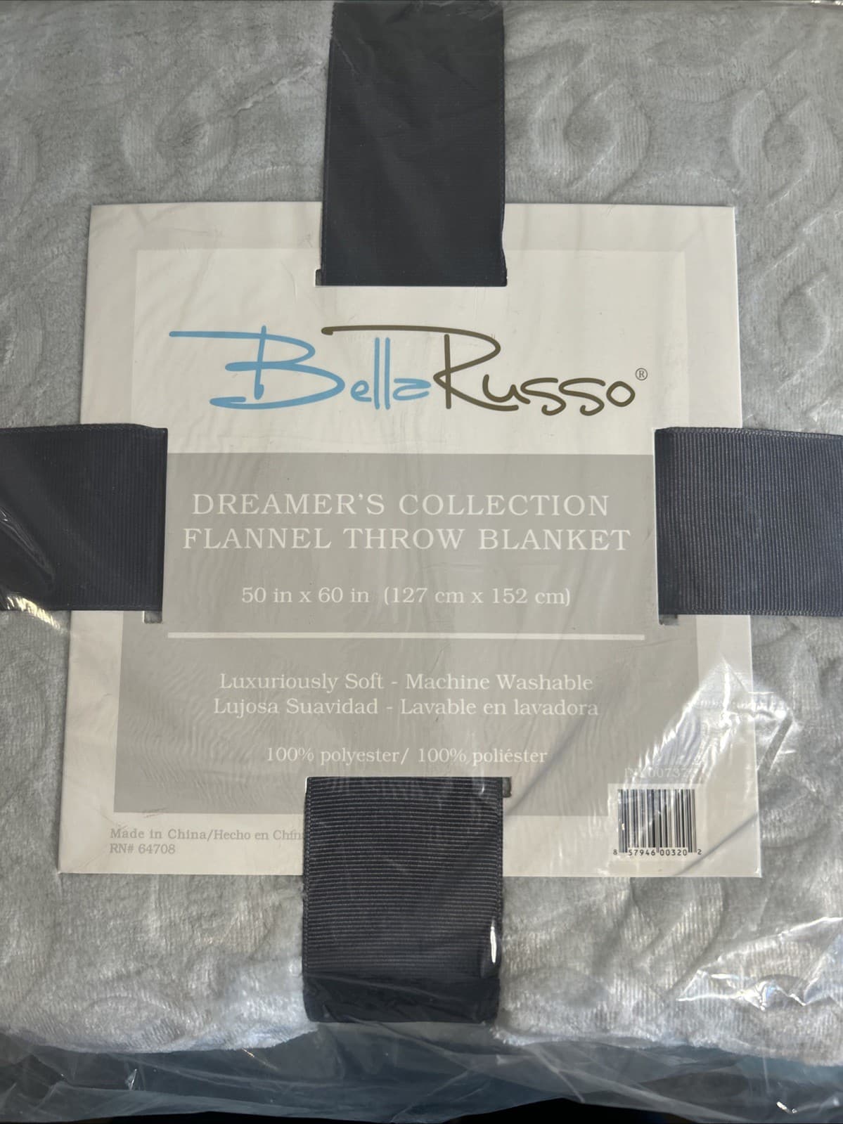 Lot Of 2 Bella Russo Dreamers Collection Flannel Throw Blanket Gray New