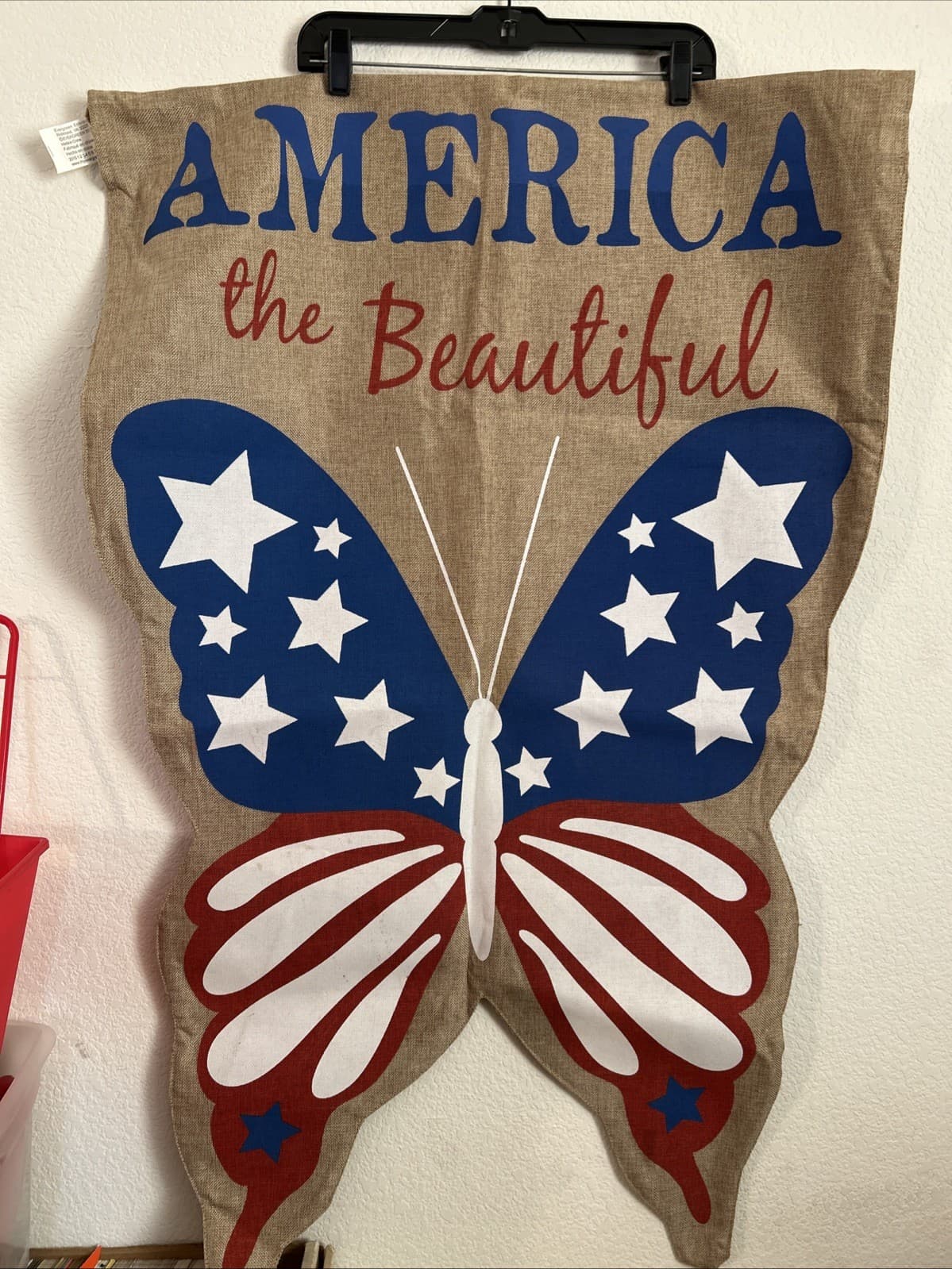 House Flag America The Beautiful 28x43 July 4th Star Flag Regular Burlap