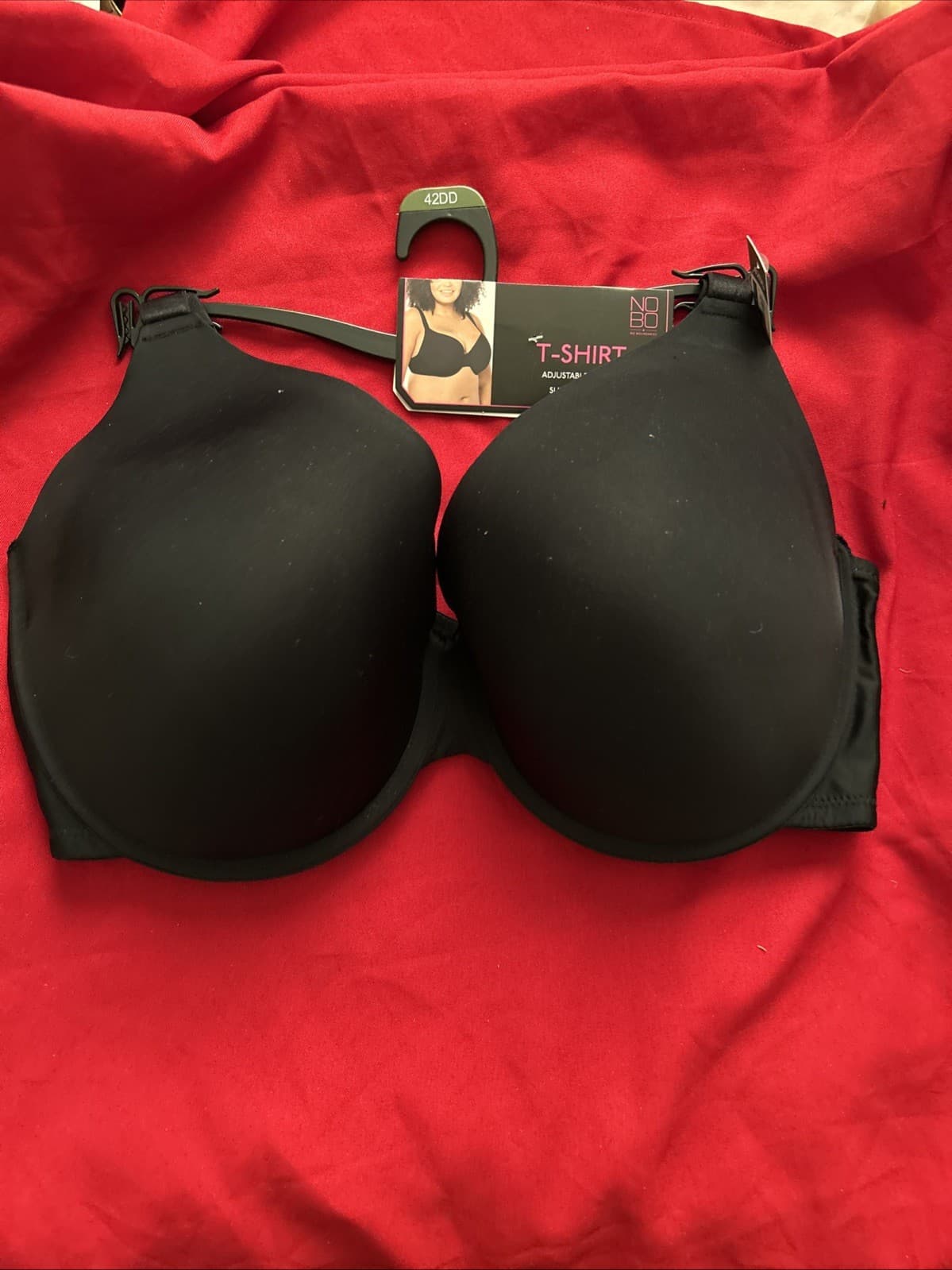 Women’s 42DD Tshirts Adjustable Straps Supportive Fit Black NWT NOBO