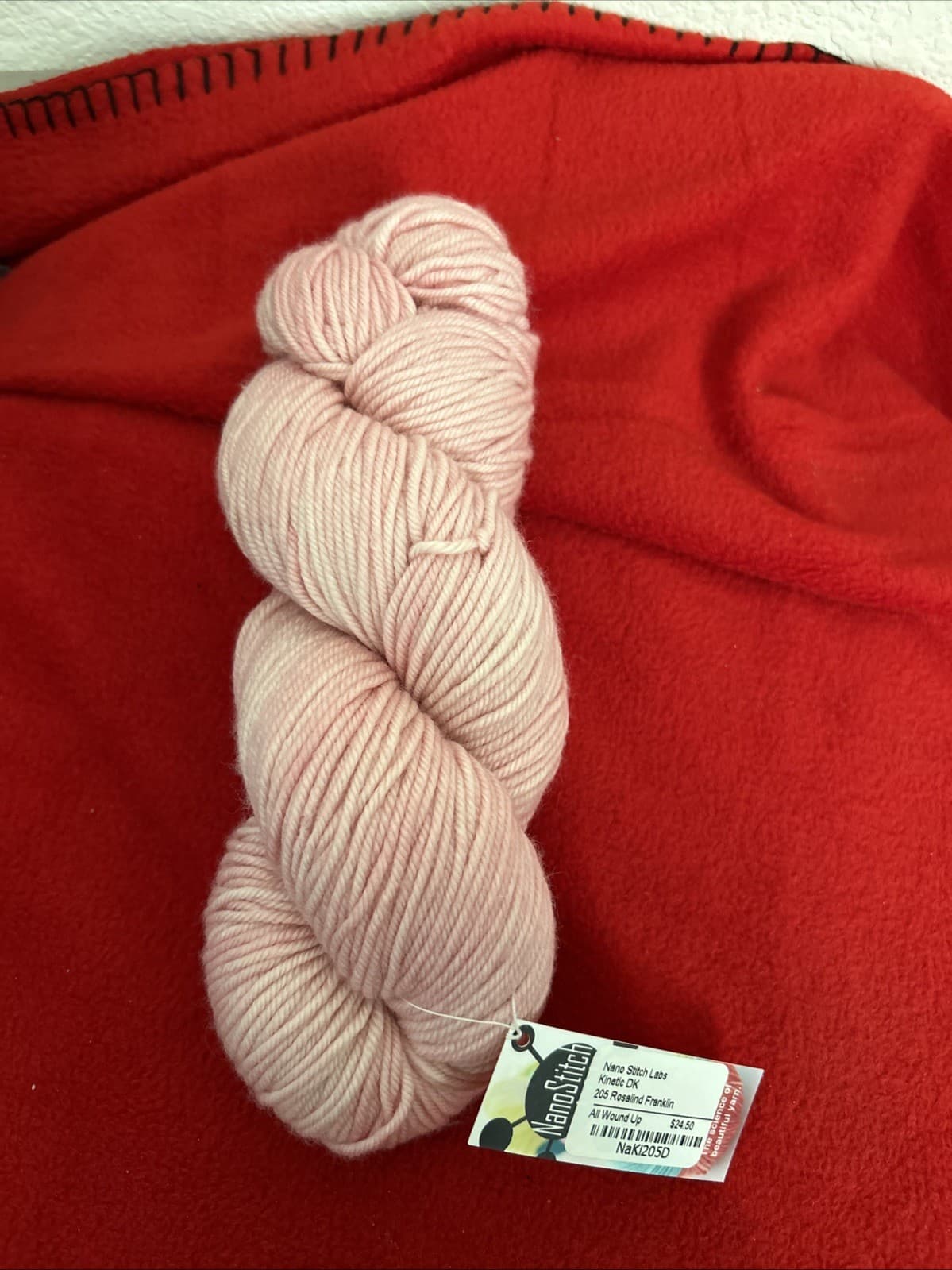Nano Stitch Labs Yarn NWT Naki205D 100% Superwash Merino Wool 231 Yards Pink