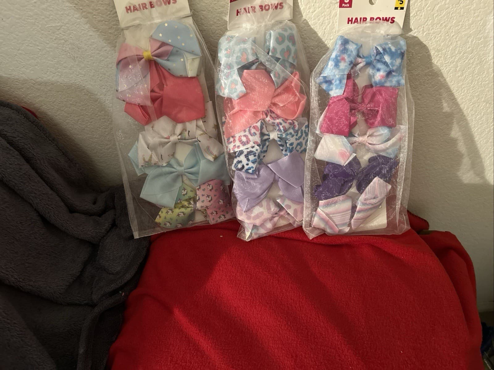 Lot Of 3 Girls Hair Bows New Total Of 15 Bows