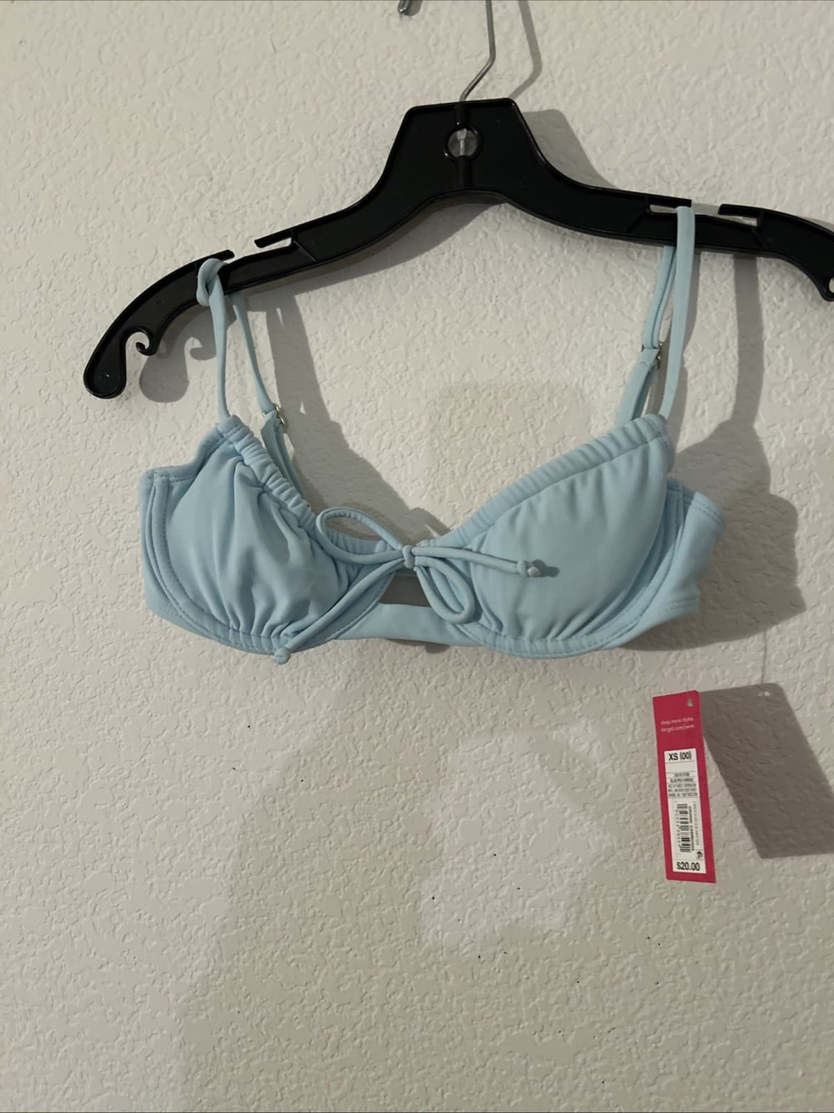 Juniors Shirred Underwire Bikini Top Xhilaration Blue Size XS (00)