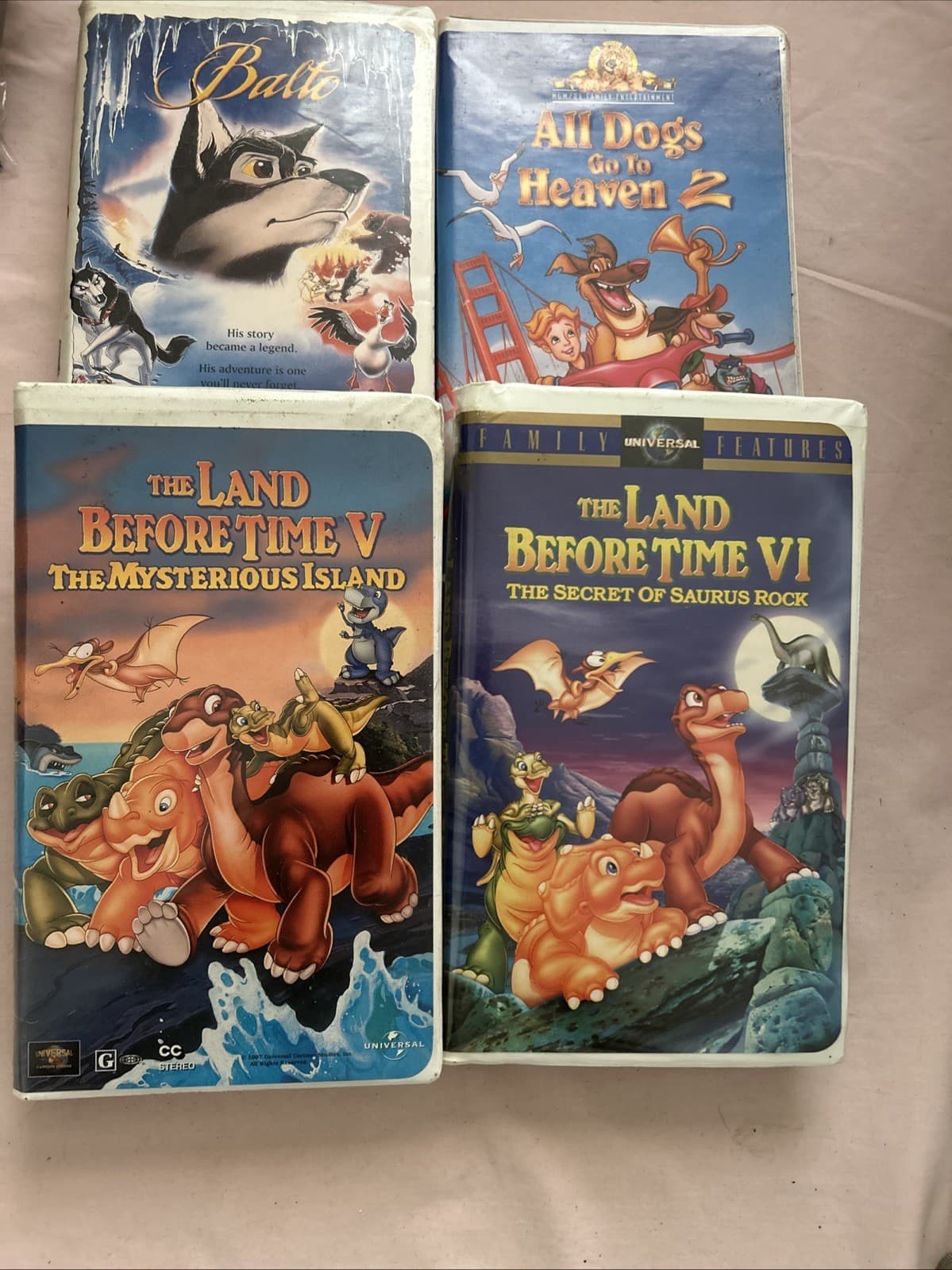 Lot Of 4 Kids Vhs Barton, The Land Before Time V & VI, All Dogs Go To Have 2