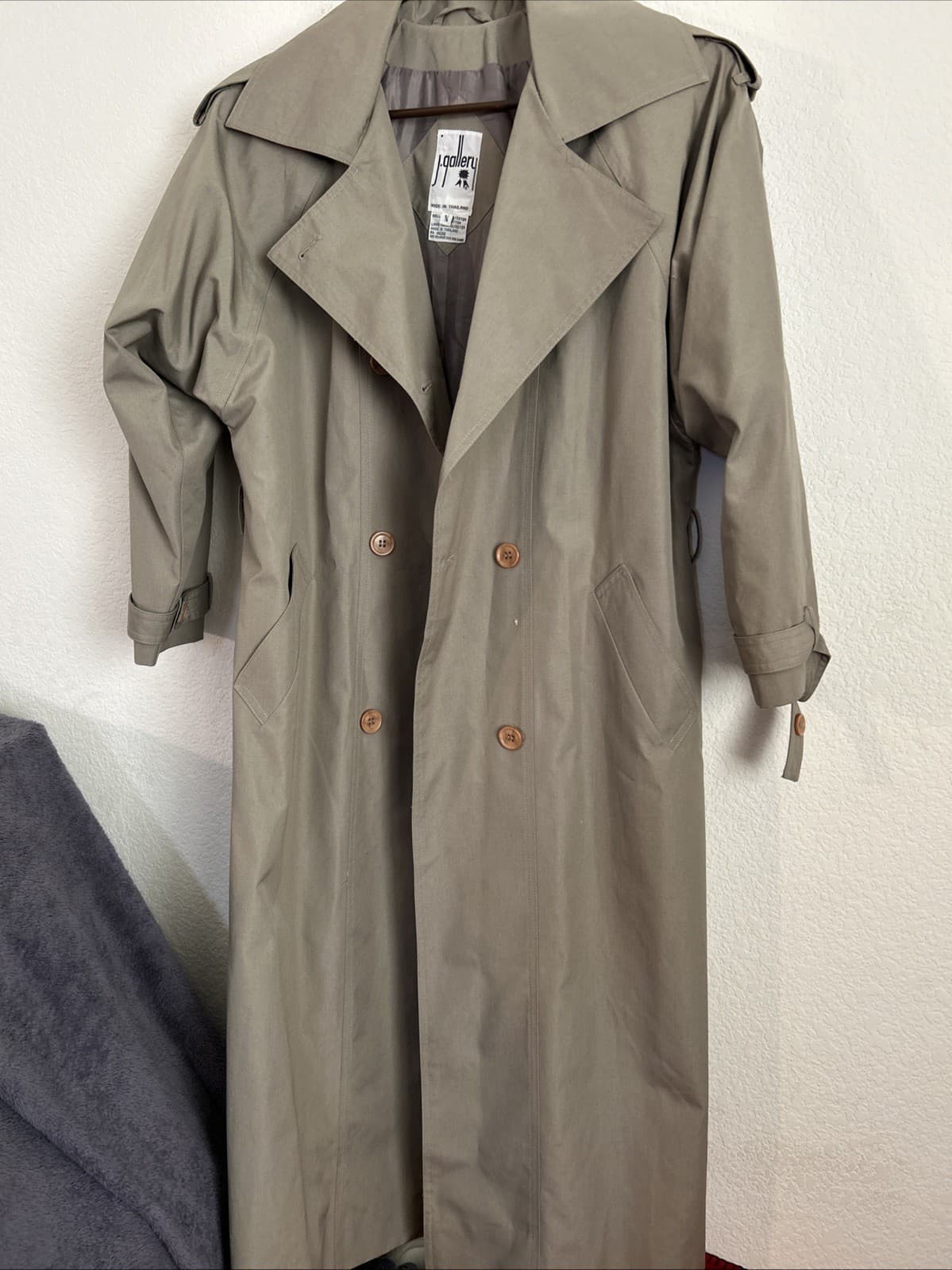 Women's J Gallery Double Breasted Rain Trench Coat Jacket Color Beige Size 5/6