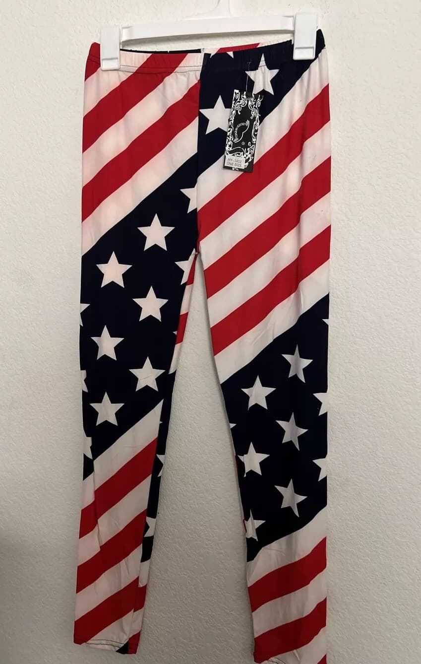 Women’s Hots Wing Leggings One Size Fits Most American Flag NWT