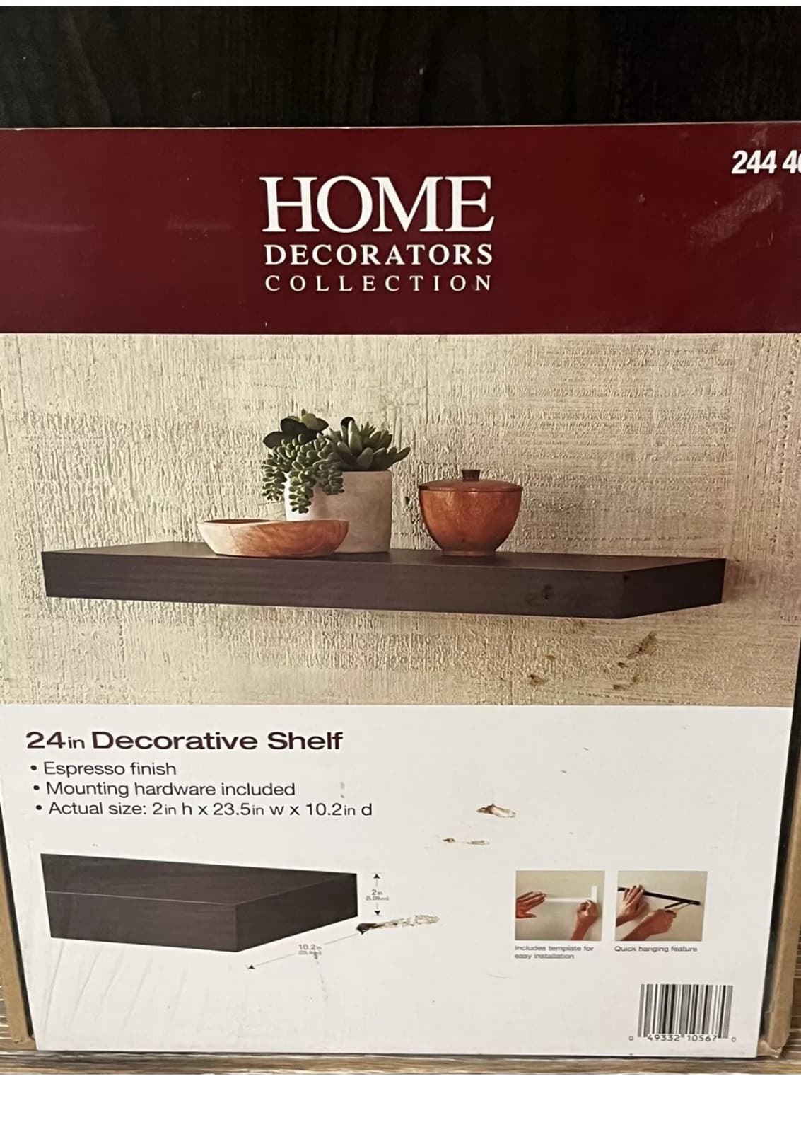 Decorative Floating Shelf, Home Decorations Collection 24 inch Espresso