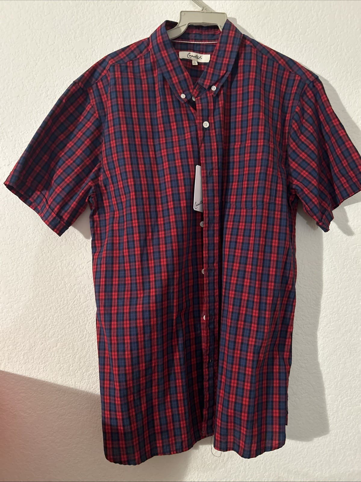 Men’s Button Up Large NWT Red And Blue