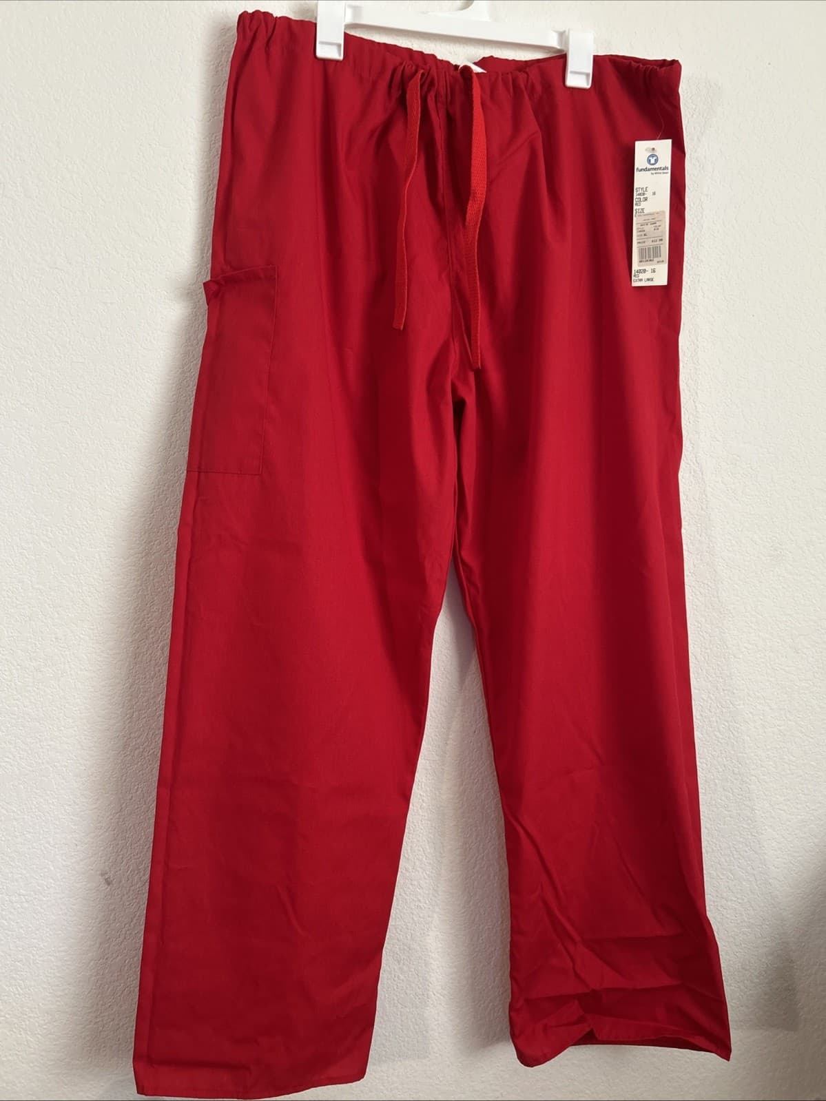 Unisex XL NWT Fundamentals by White Swan Drawstring Red Scrub Pants