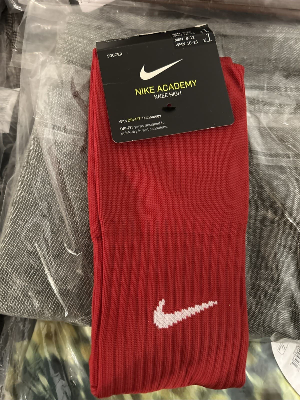 Nike Academy Over-The-Calf Soccer Socks, Red Knee High Men’s 8-12 Women’s 10-13