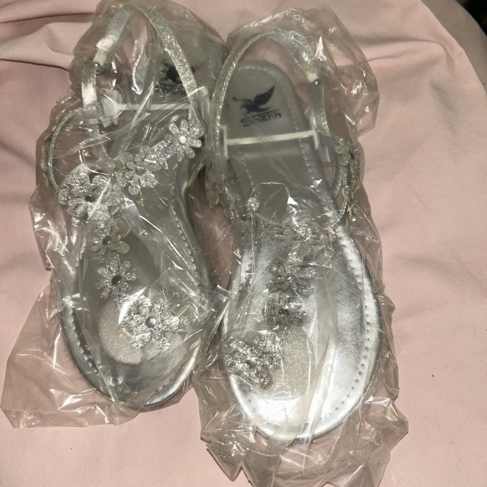 womens silver glitter sandal size 6 new