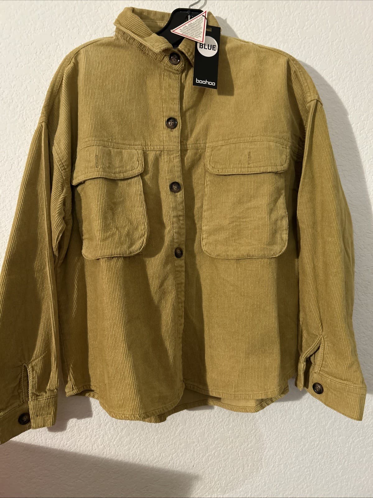 womens corduroy Shirt Size 8 Mustard NWT Boohoo