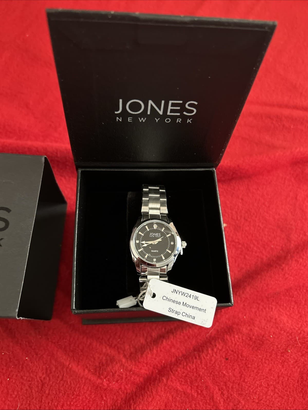 NWT Jones New York Women's Anna Watch JNYW2419L Stainless Steel Black Dial