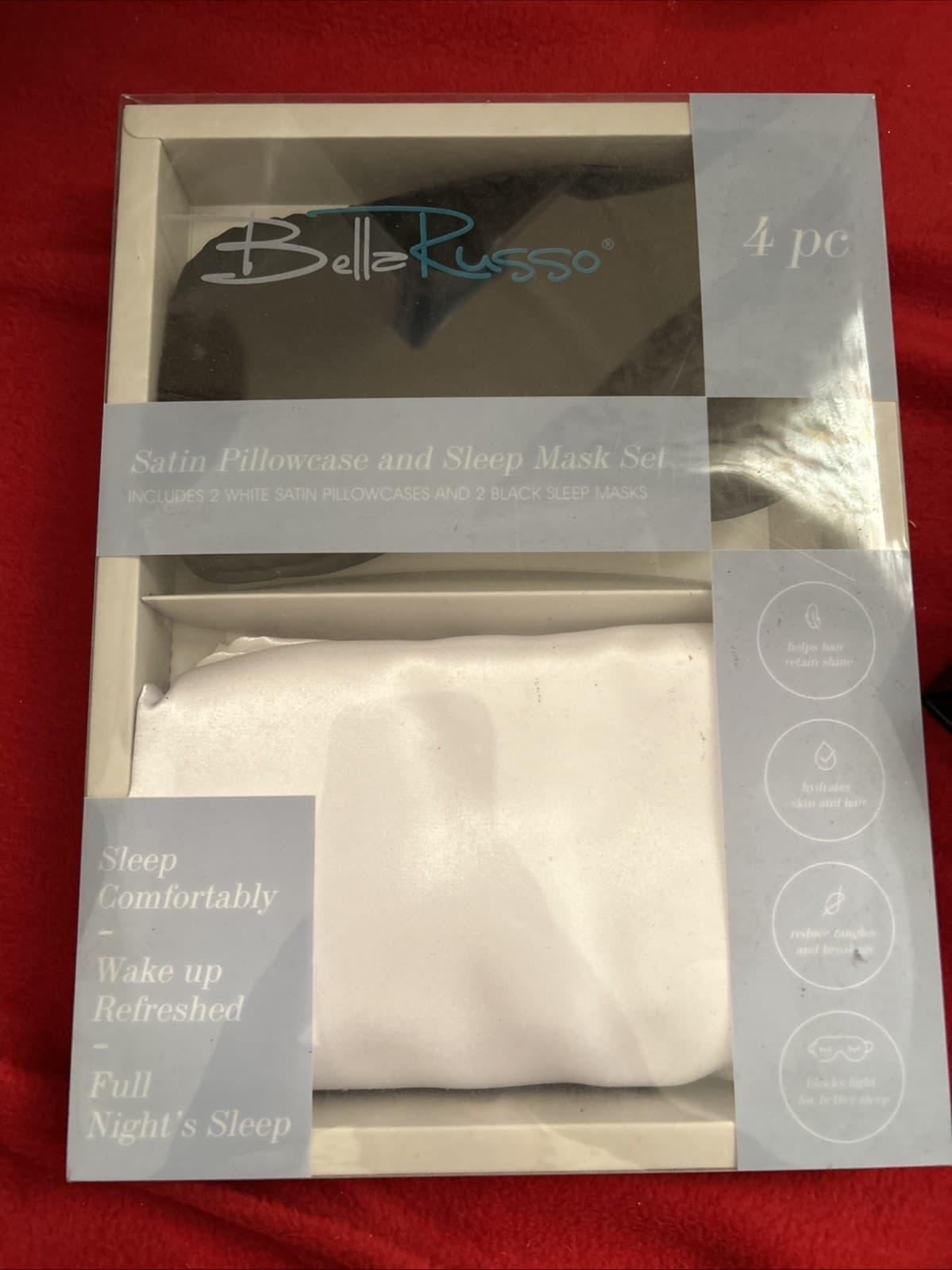Bella Russo Satin Pillowcase & Sleep Mask 4 pc. Set