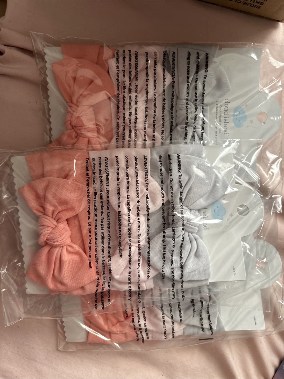 🧷 CLOUD ISLAND 3-pack GIRL'S HEAD WRAP ONE SIZE 🆕 👉LOT OF 3