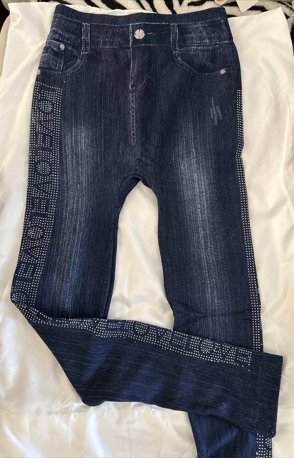 Leggings With Love Rhinestone Navy Blue NWT One Size Fits Most Regular