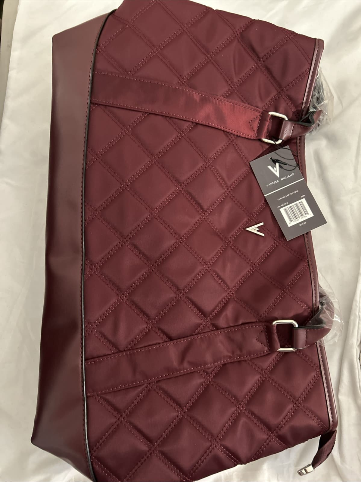 Vanessa Williams Tote Quilted Laptop Large Travel Maroon Red With Dustbag